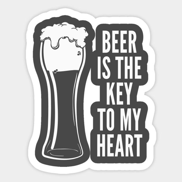 Funny Drinking Shirt – Funny Beer Saying Beer Is The Key To My Heart Sticker by Cosmo Gazoo
